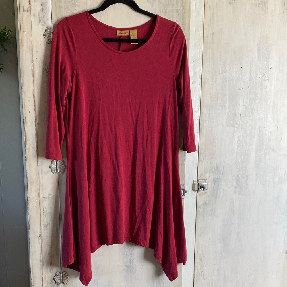 Wrangler Asymmetrical Dress in Deep Red